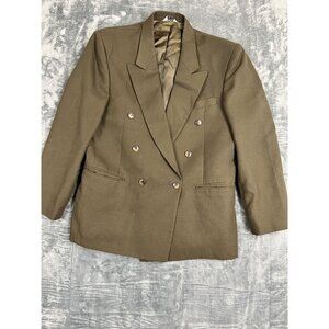 Cellini Mens Olive Green Double-Breasted Blazer Size 42R Wool Blend Classic Fit